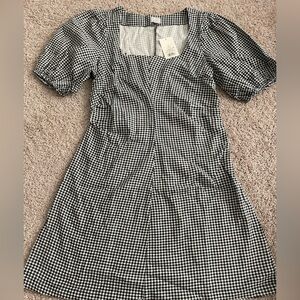 A New Day Black and White Gingham Linen Blend Dress in Size 8 NWT